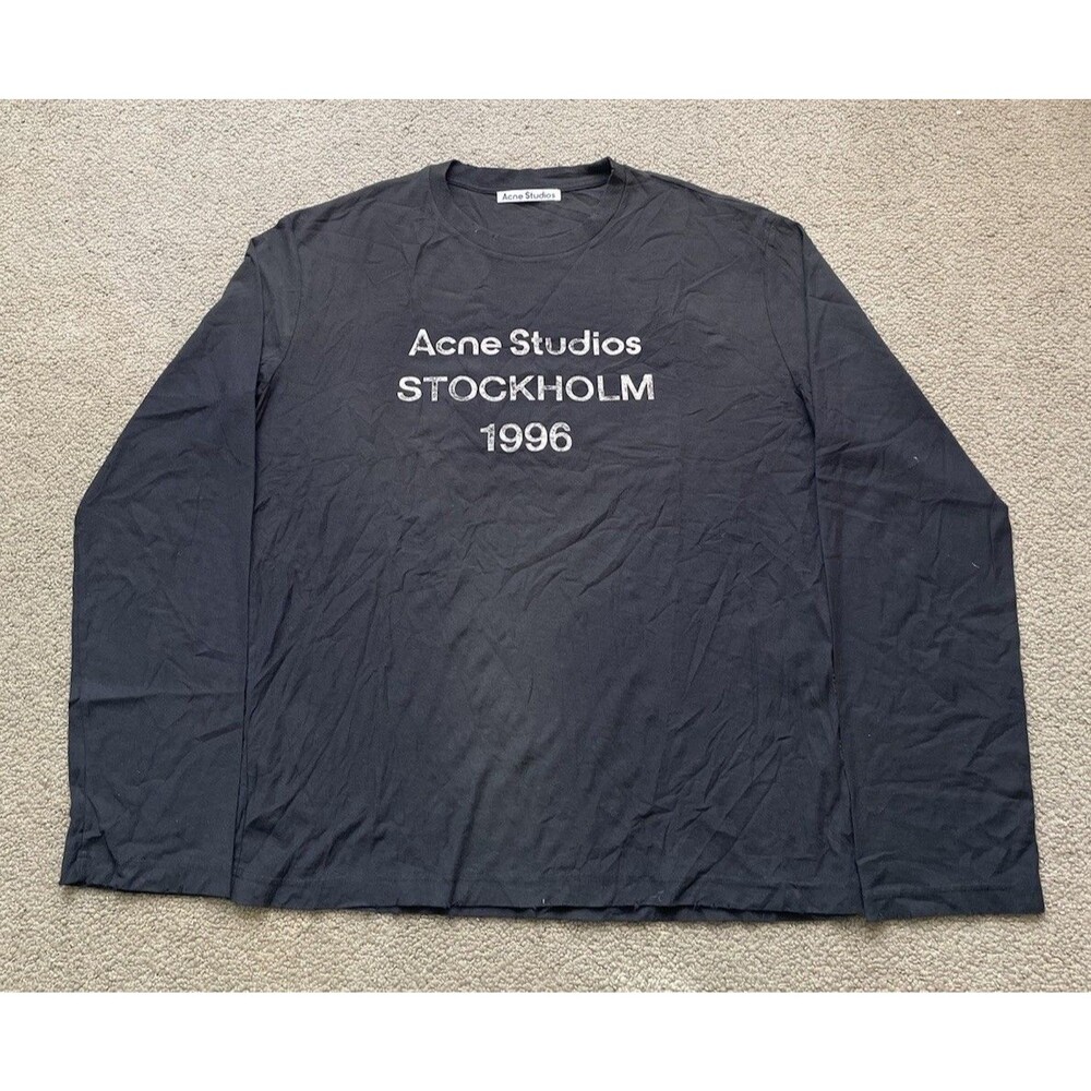 Acne Studios Stockholm 1996 Long Sleeve Tee Mens M Black Logo Shirt